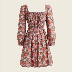 J. Crew Liberty of London Square-Neck Long Sleeve Dress